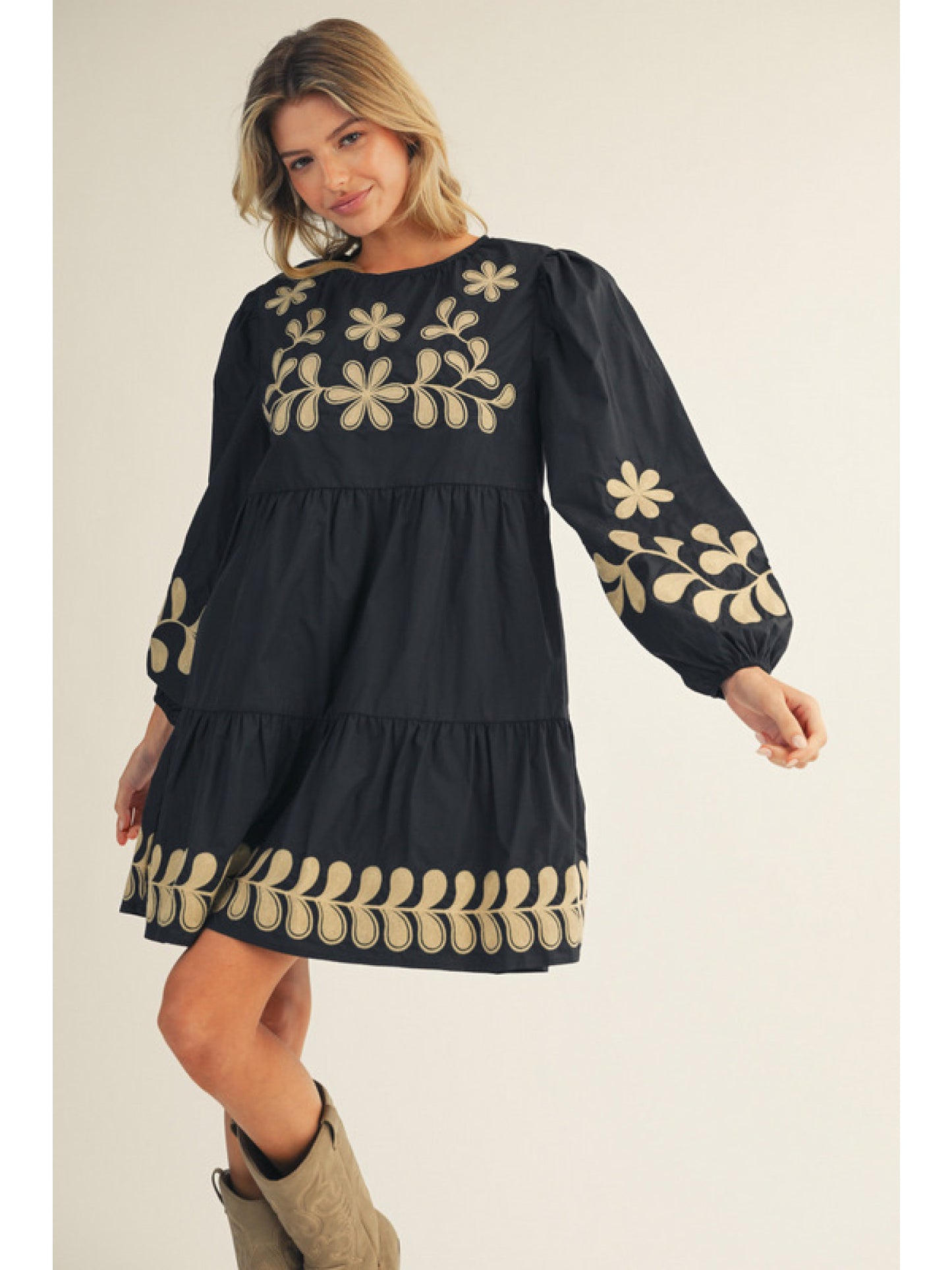 The Hazel Embroidered Mini Dress