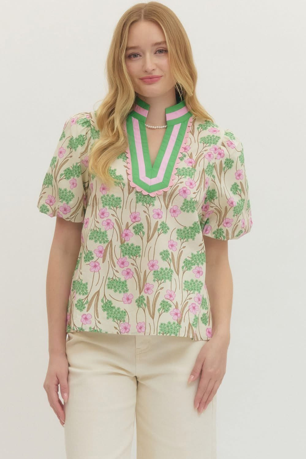 The Garden Party Scalloped Blouse