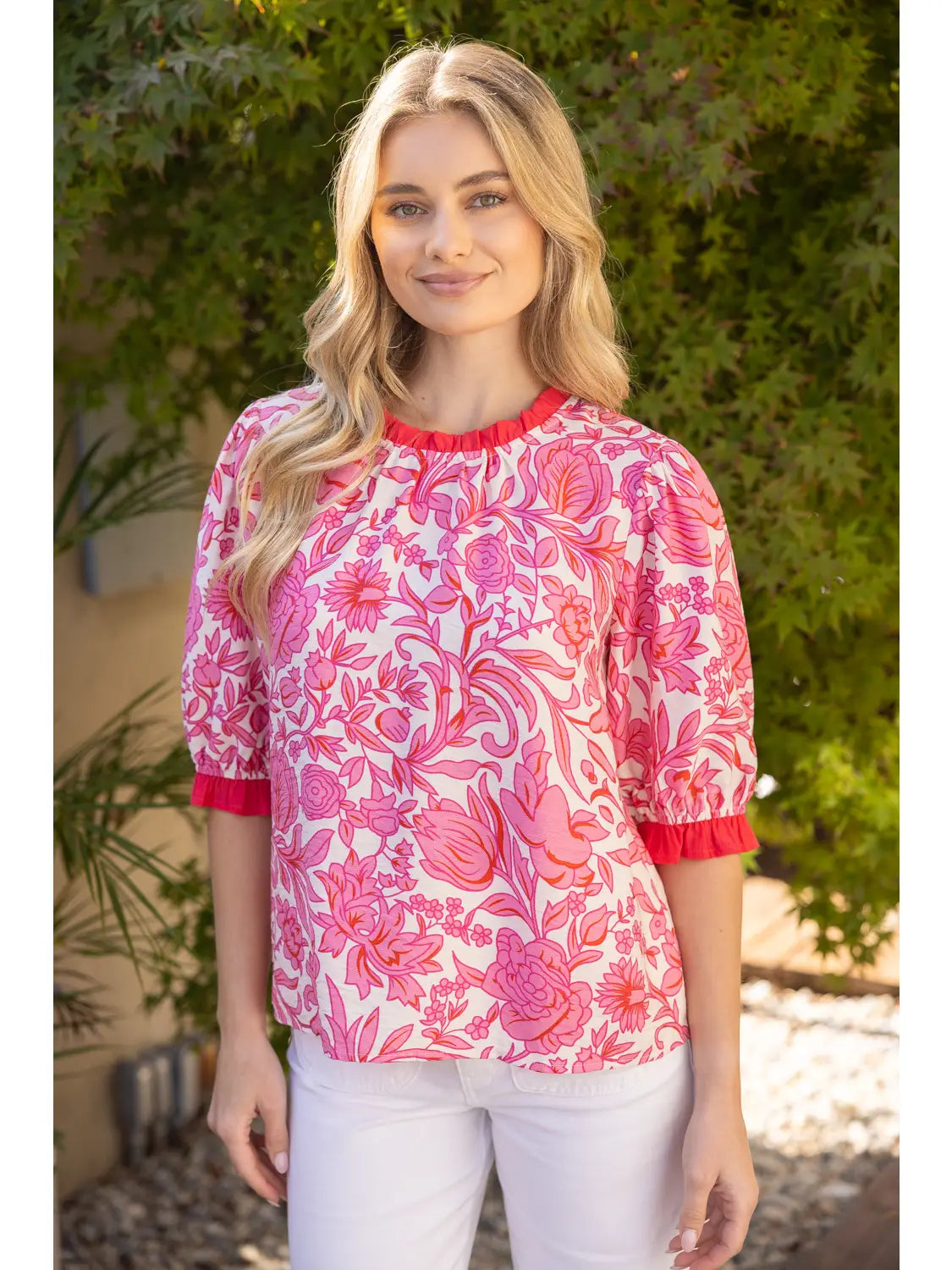 The Rosy Garden Ruffle Blouse