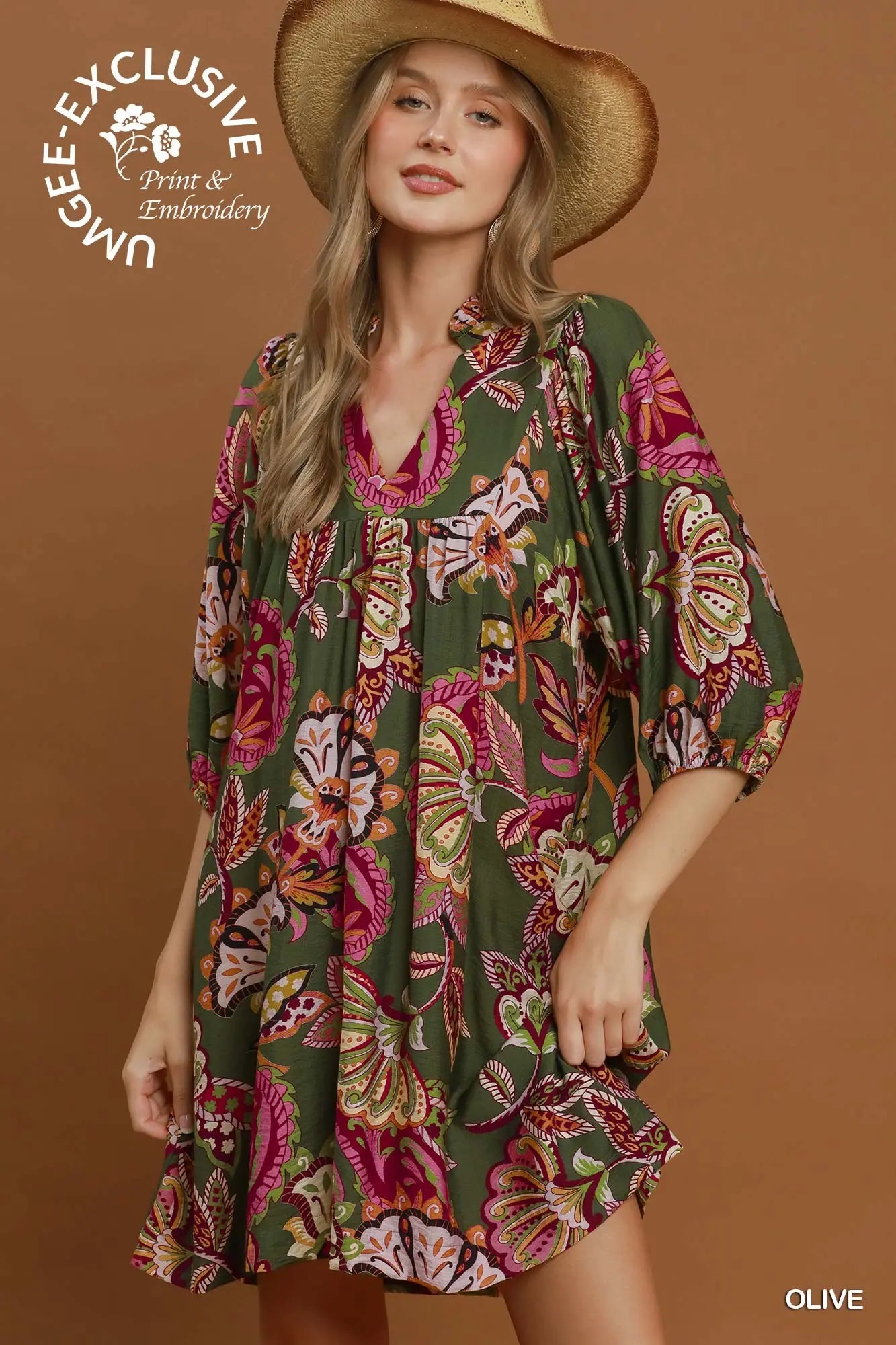 Olive Bloom Babydoll Dress