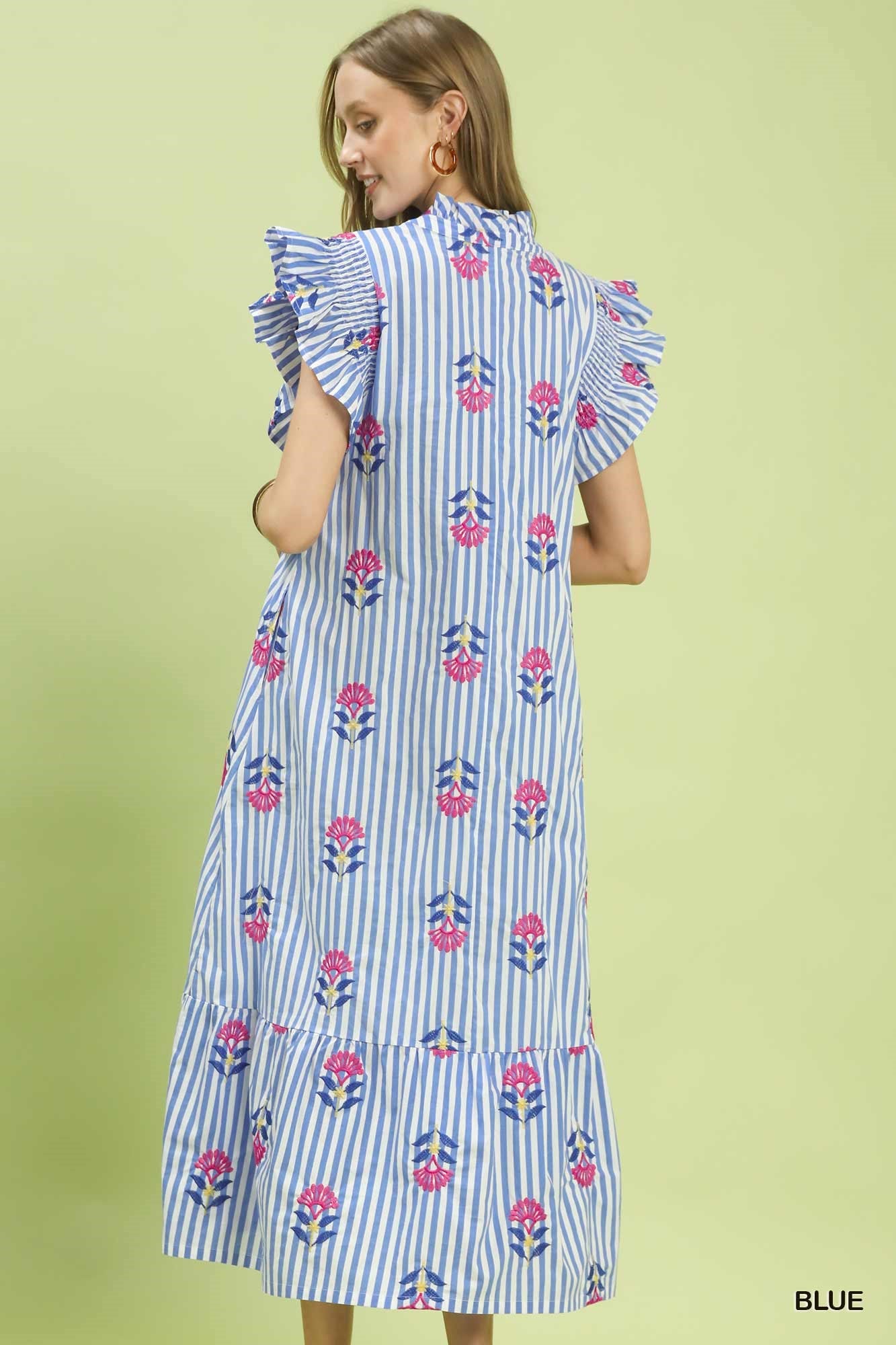 The Seaside Blossom Embroidered Midi Dress