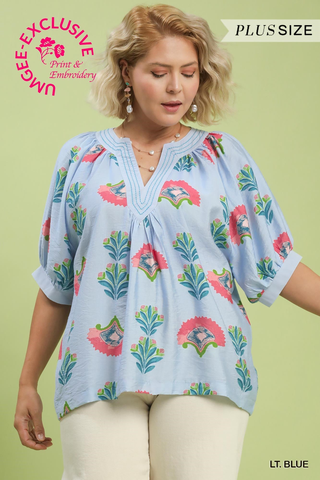 Blue Bell Abstract Print Top