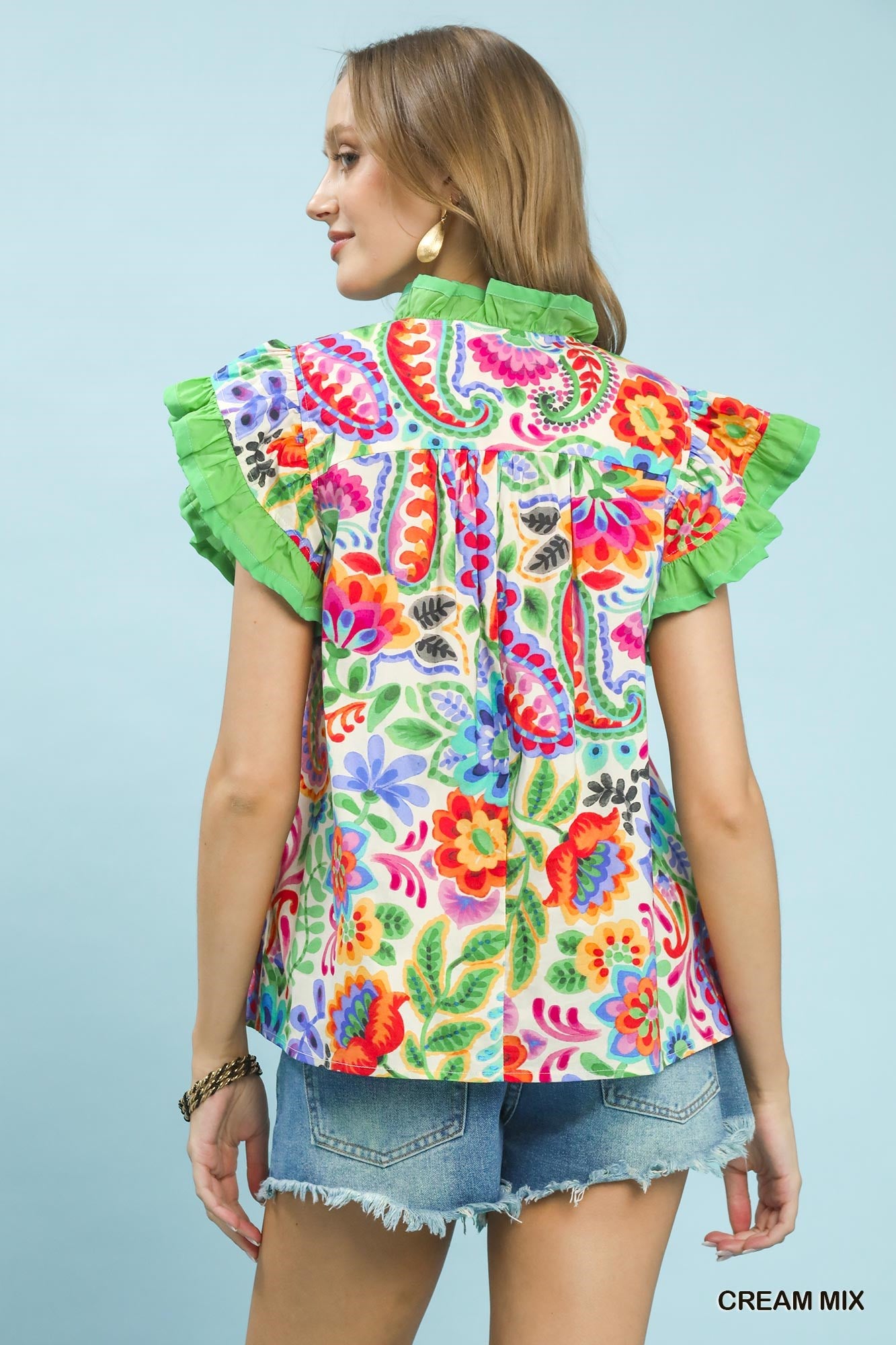 The Garden Fiesta Ruffle Sleeve Top
