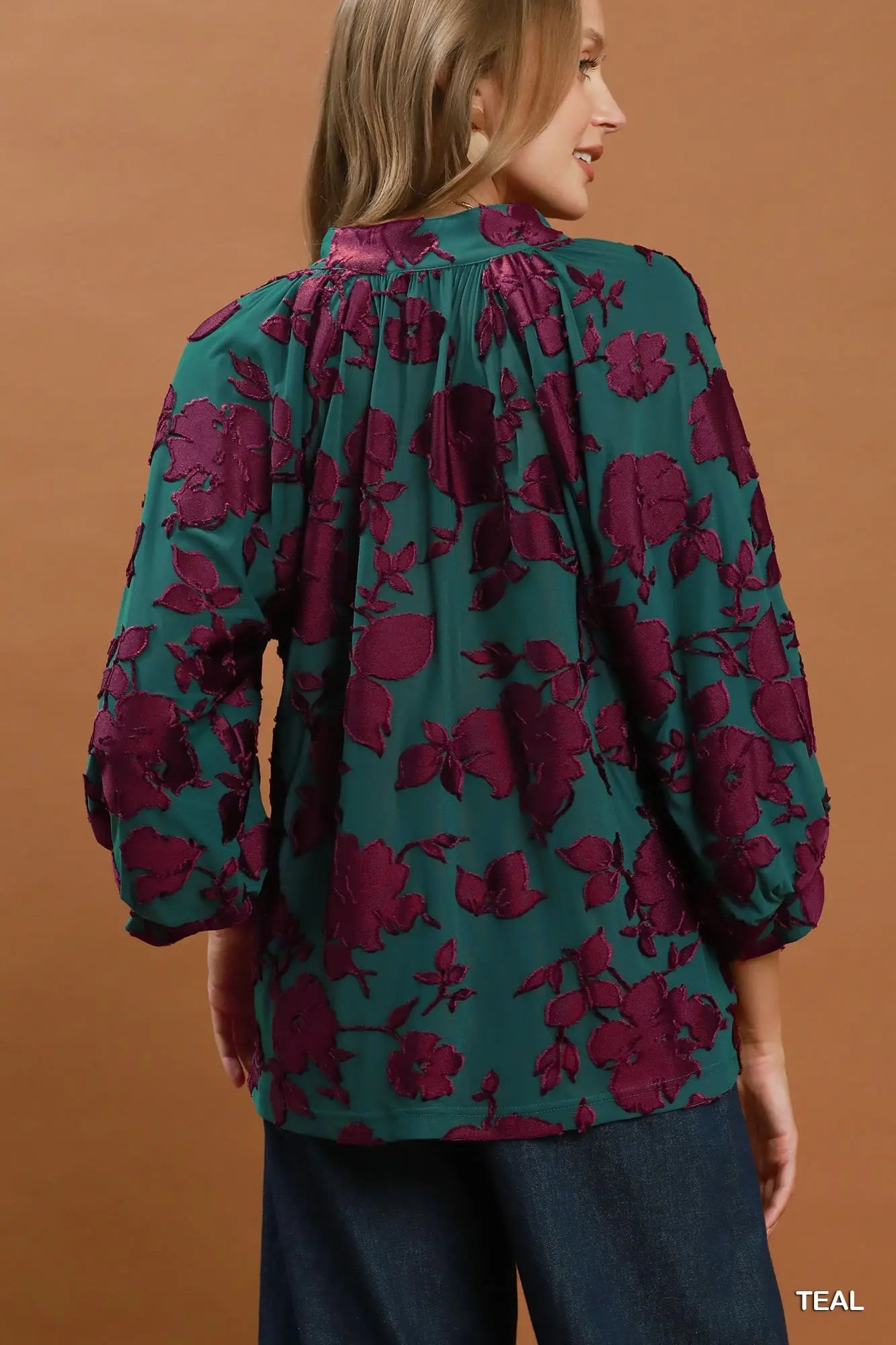 Midnight Garden Balloon Sleeve Top