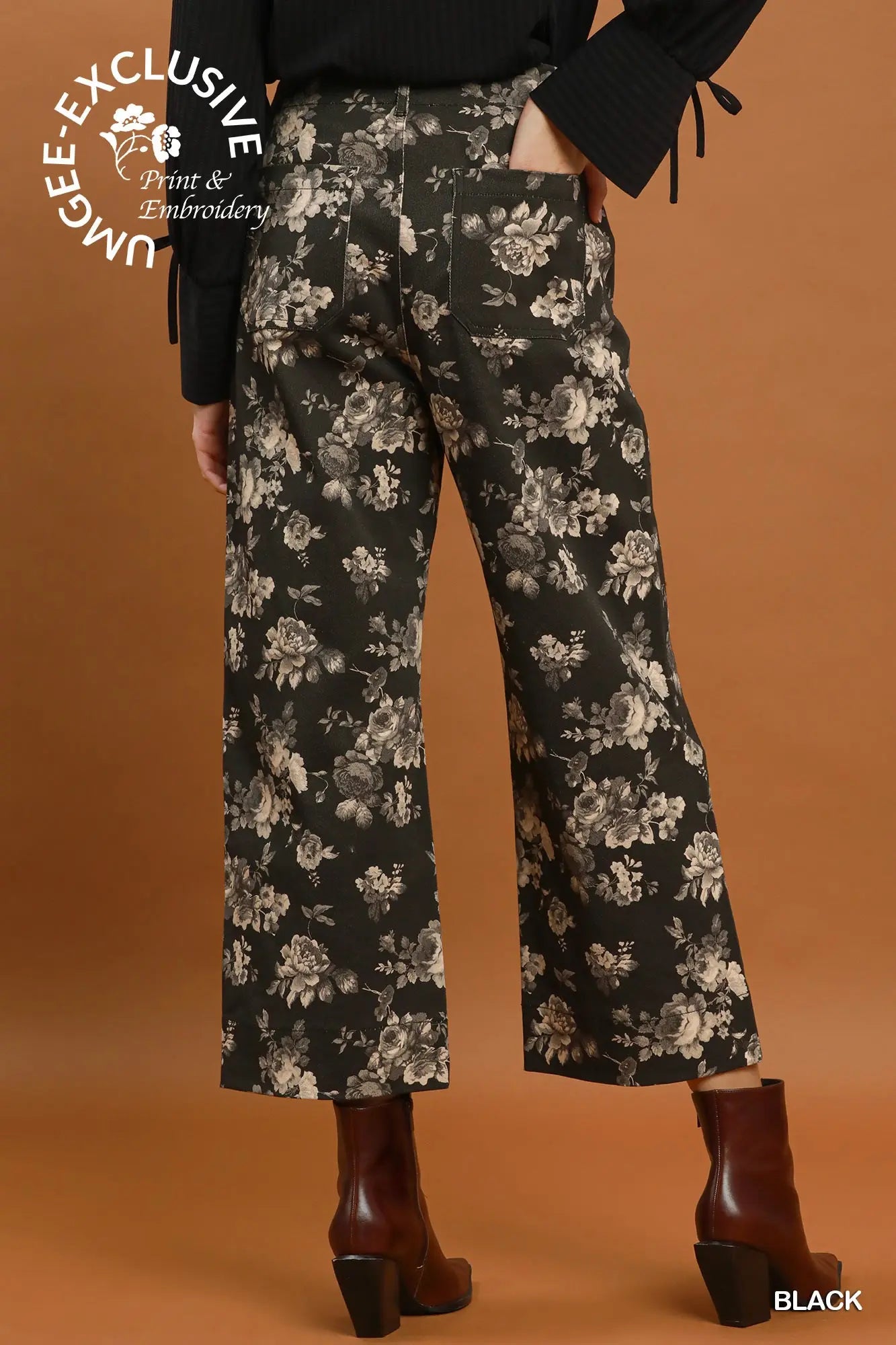 Black Garden Cropped Pants