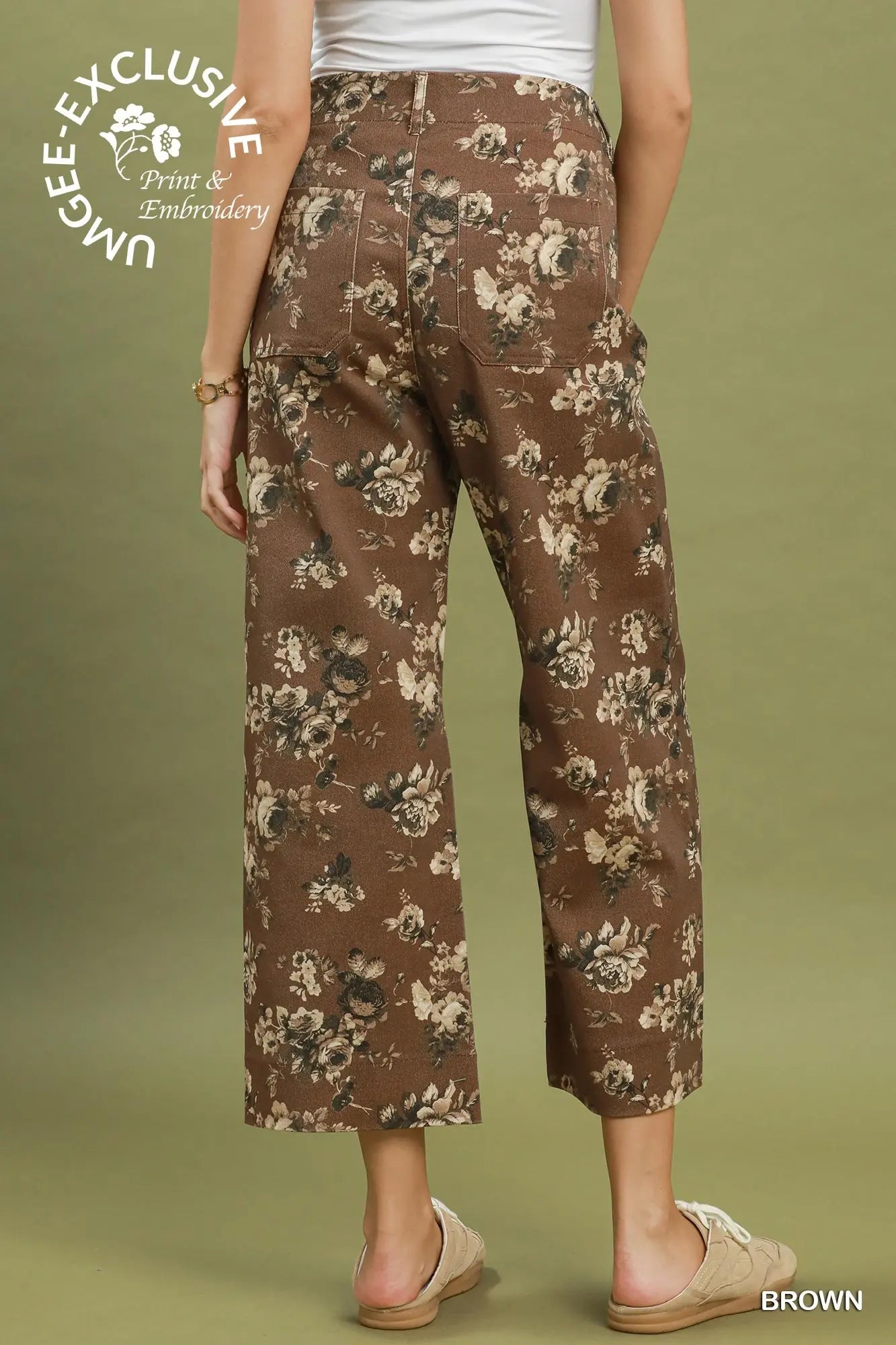 Brown Garden Cropped Pants
