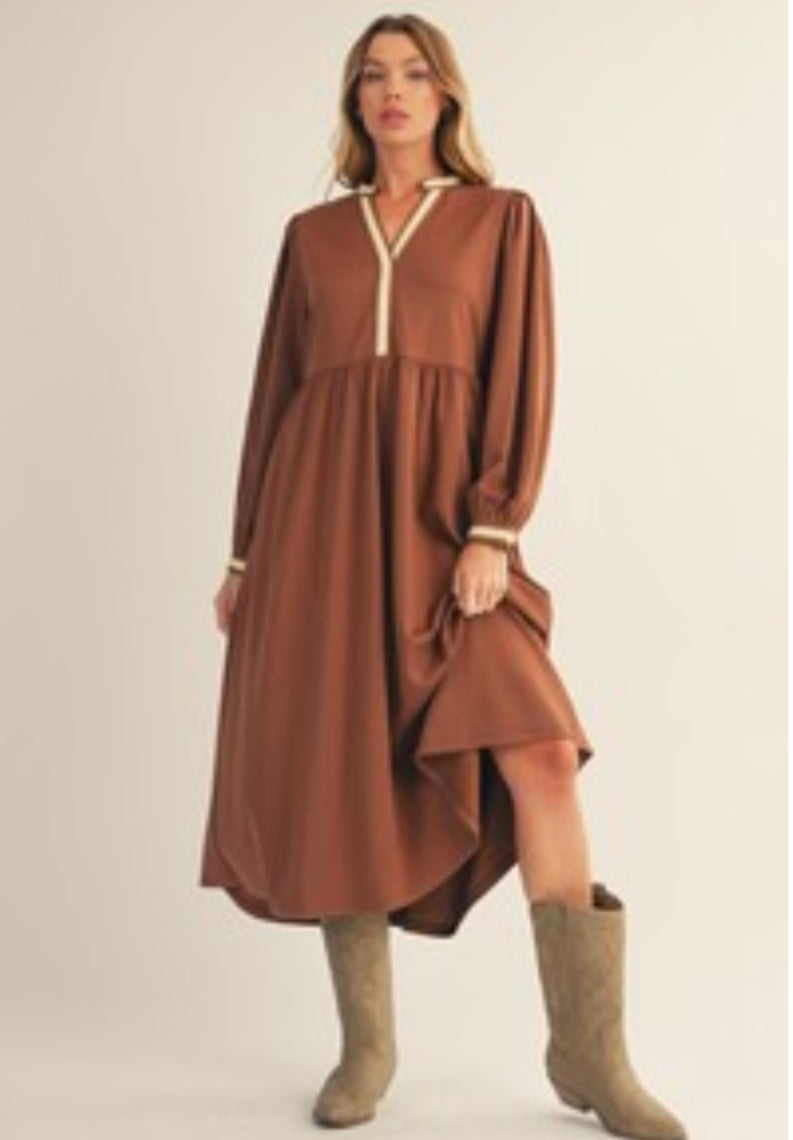 The Sutton Mocha Midi Dress