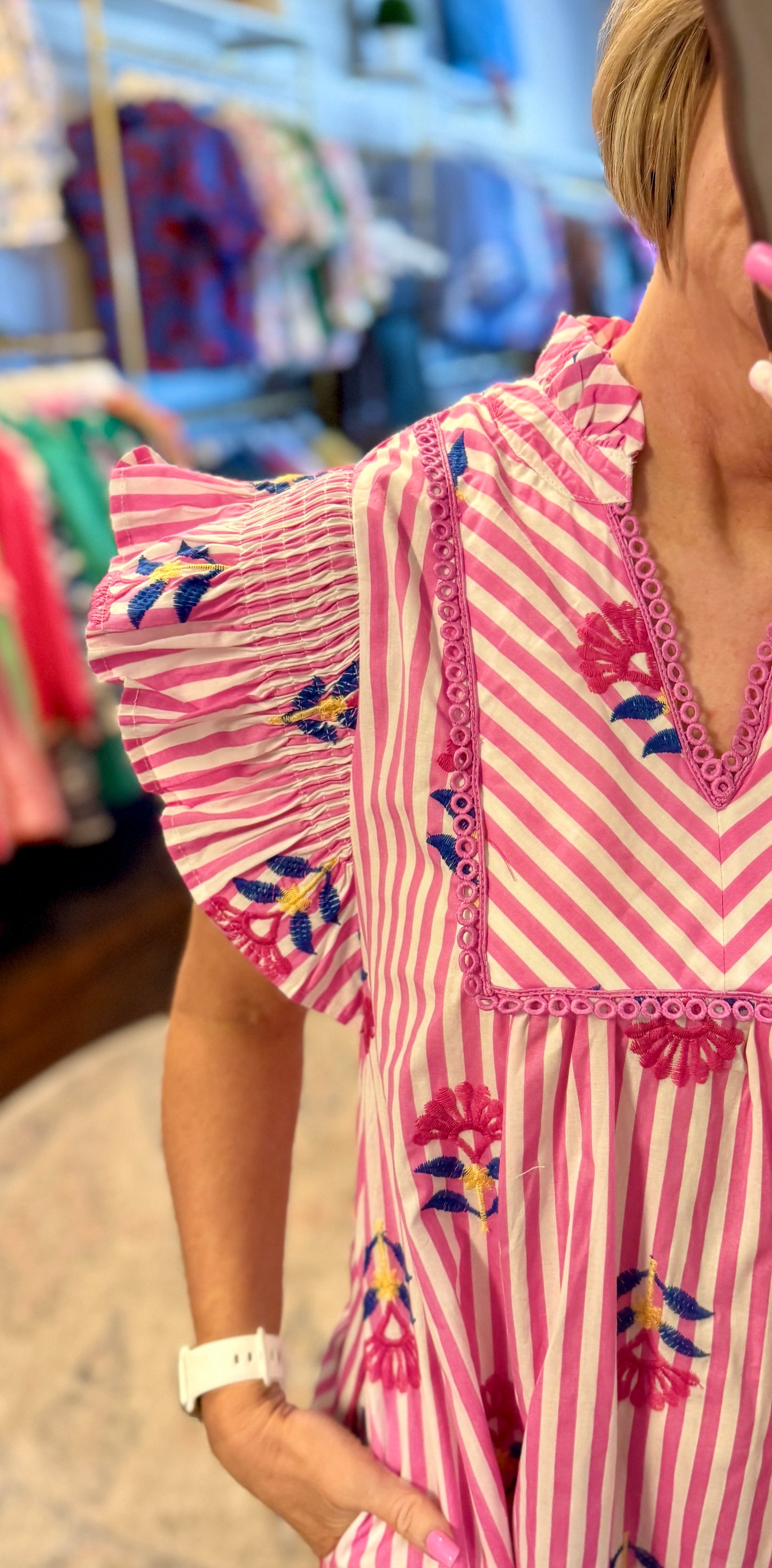 The Pink Petal Stripe Midi Dress