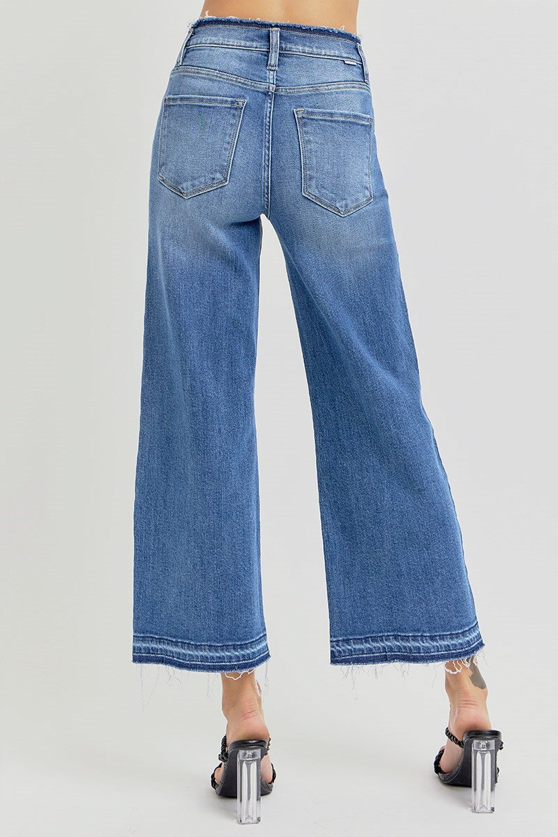 Risen Raw Edge High Rise Crop Jeans