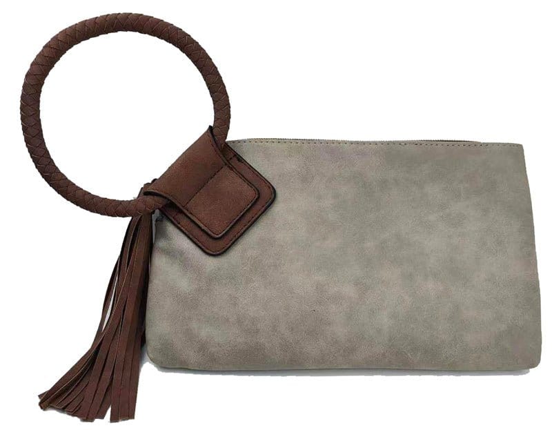 Two Tone Tassel Wristlet Clutch