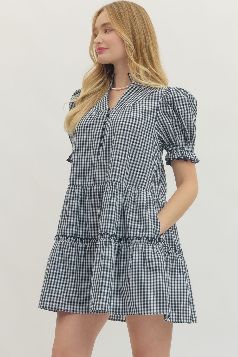 The Classic Charm Gingham Ruffle Dress