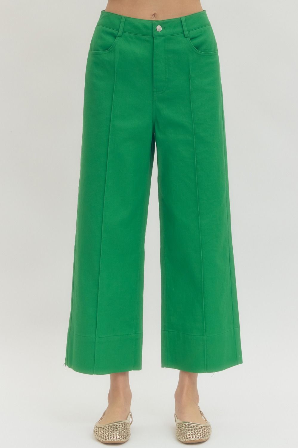 The Uptown Wide Leg Pants - Green