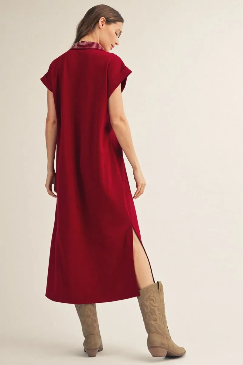 The Burgundy Stitch Midi Dress