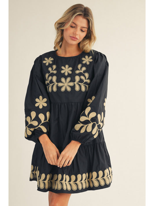 The Hazel Embroidered Mini Dress