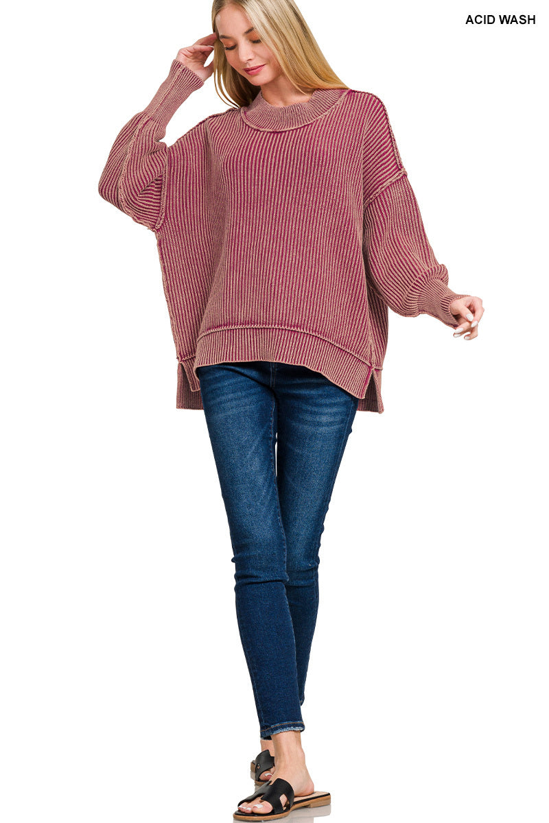 ✨ The Ridgeview Ribbed Acid-Wash Sweater (Multiple Colors)