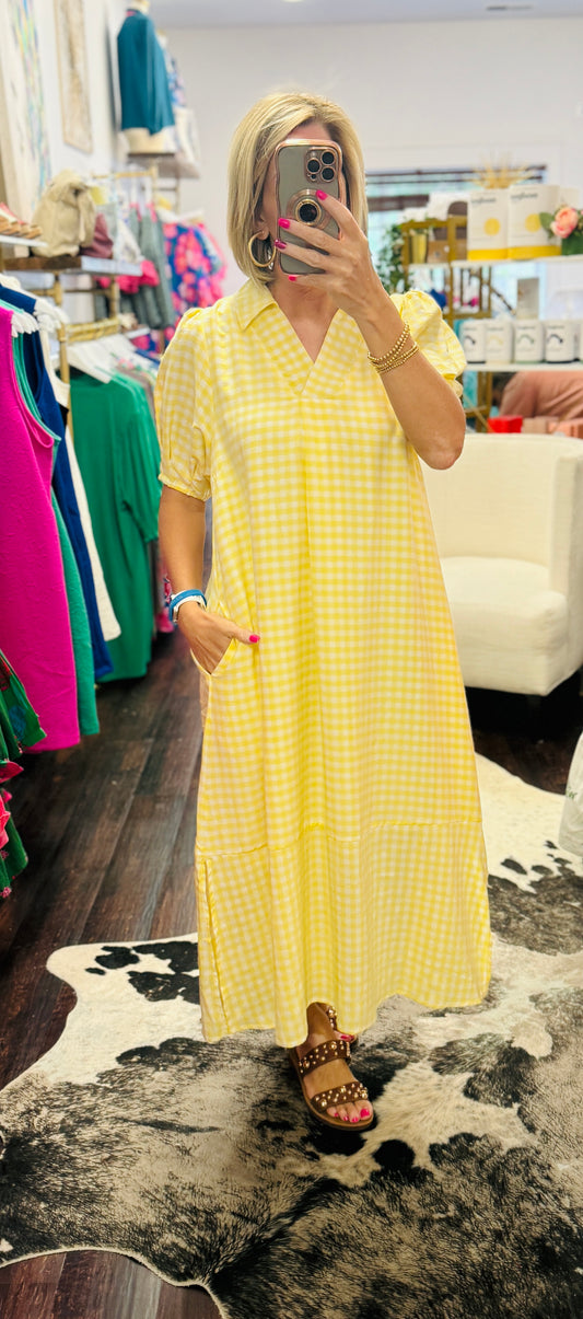 The Sunny Gingham Midi Dress