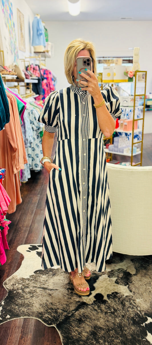 The Harbor Stripe Midi Dress