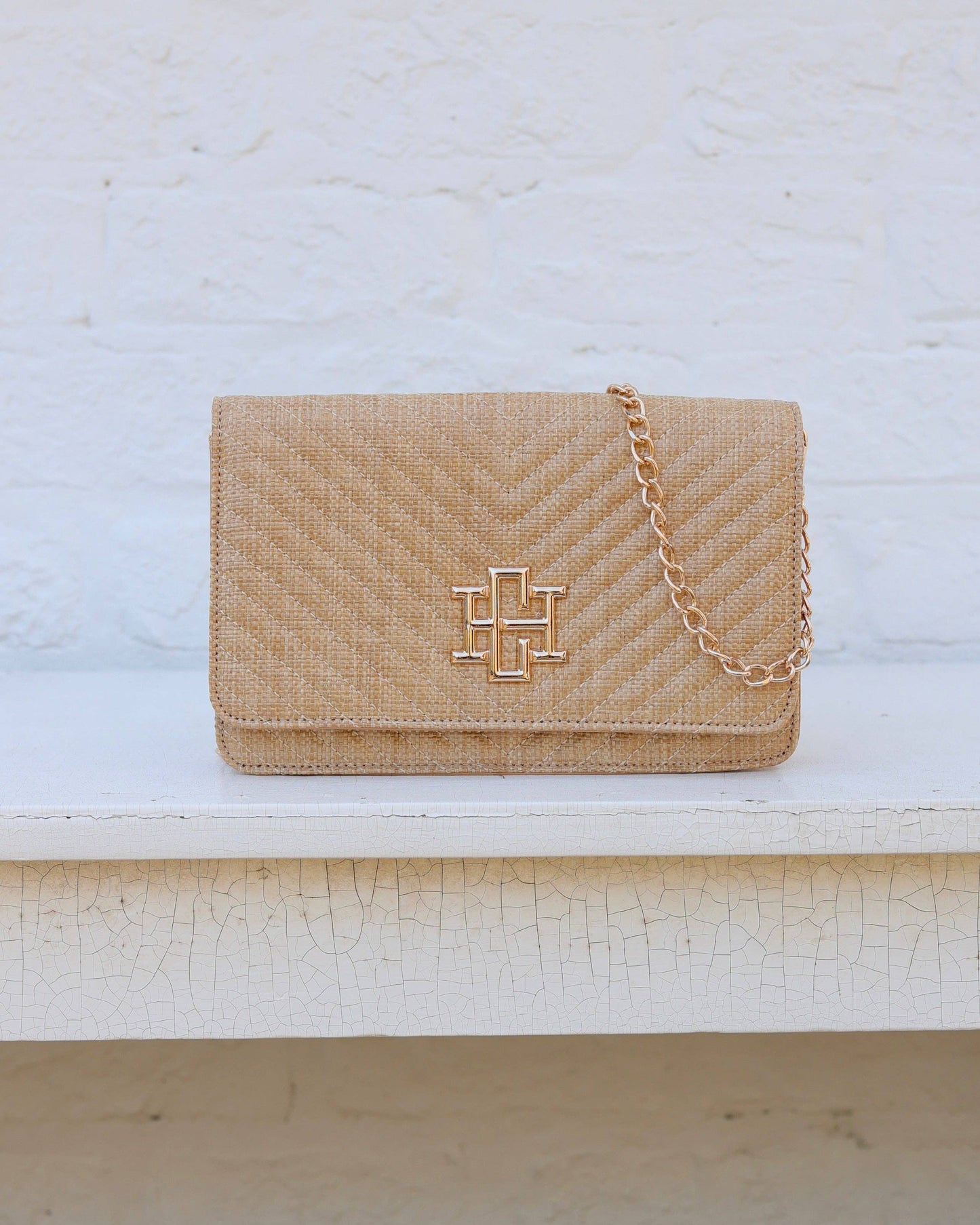 Caroline Hill - Bryn Clutch/Crossbody Natural VQ: Default
