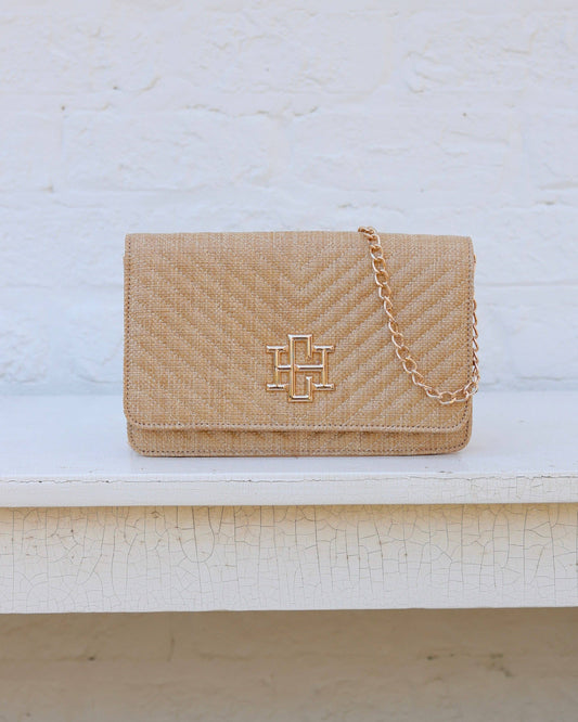 Caroline Hill - Bryn Clutch/Crossbody Natural VQ: Default