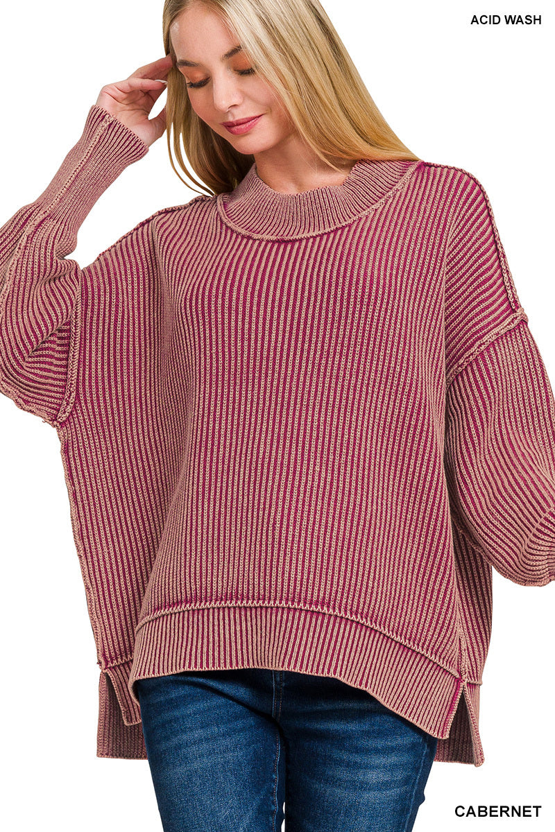 ✨ The Ridgeview Ribbed Acid-Wash Sweater (Multiple Colors)