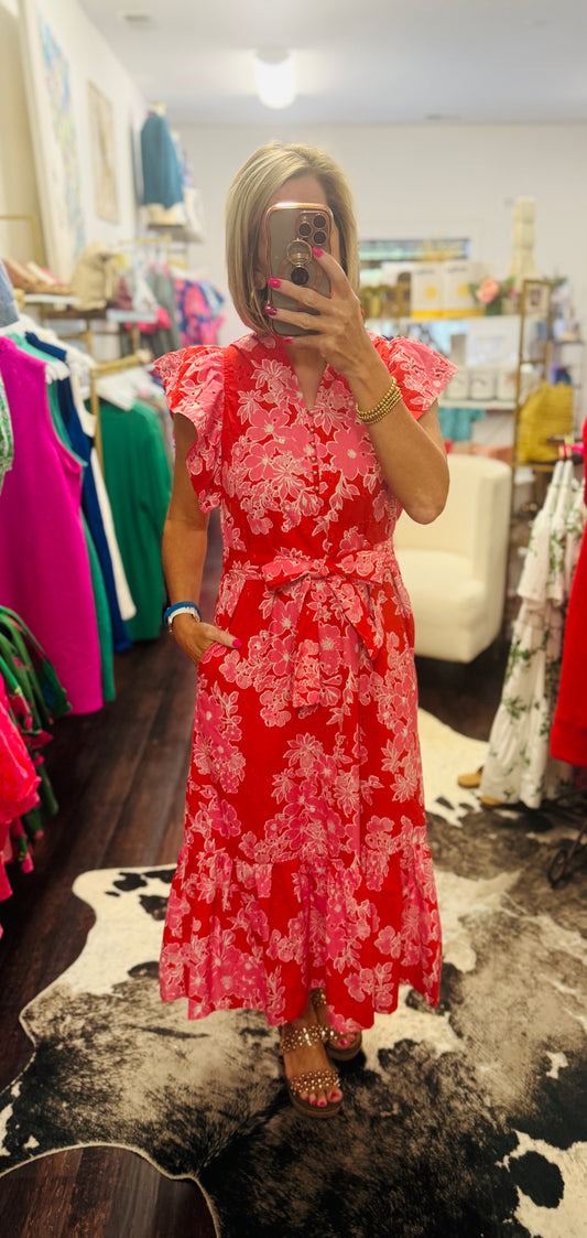 Rose Garden Ruffle Midi Dress