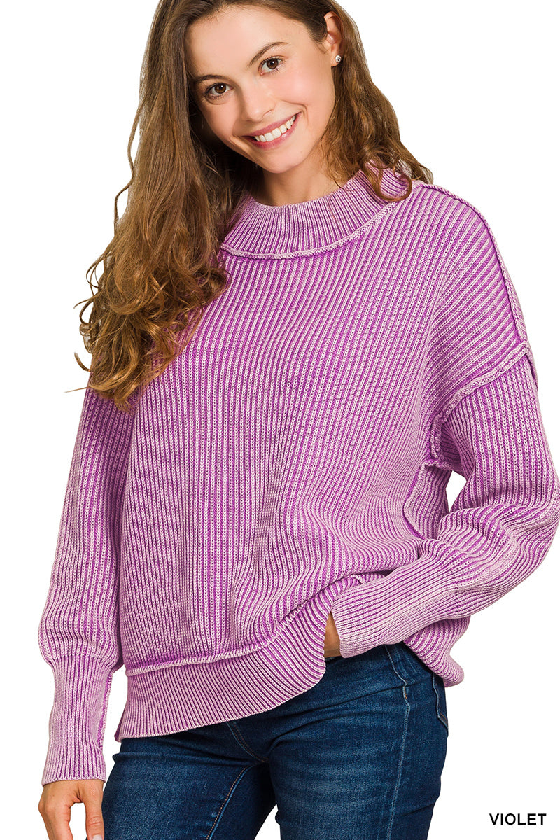 ✨ The Ridgeview Ribbed Acid-Wash Sweater (Multiple Colors)