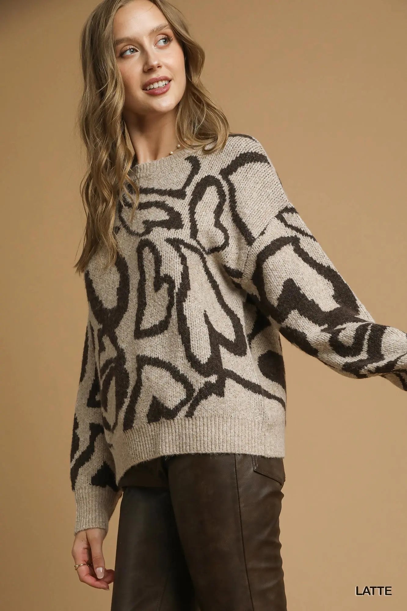 The Urban Muse Abstract Sweater – Latte