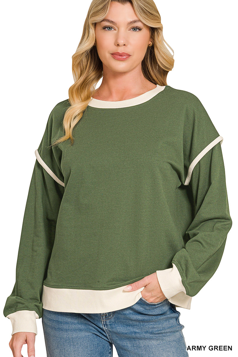 Varsity Days French Terry Pullover - Army Green