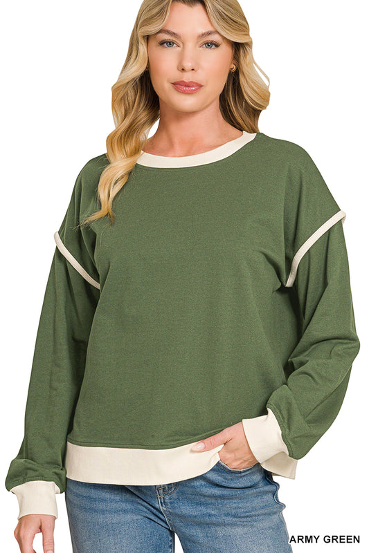 Varsity Days French Terry Pullover - Army Green