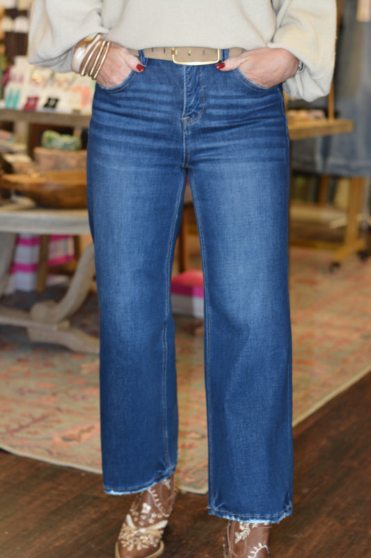 Risen High Rise Crop Wide Jeans