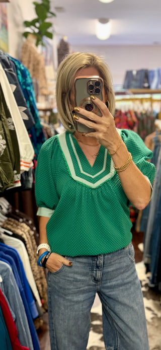 The Coastal Breeze Trimmed Blouse