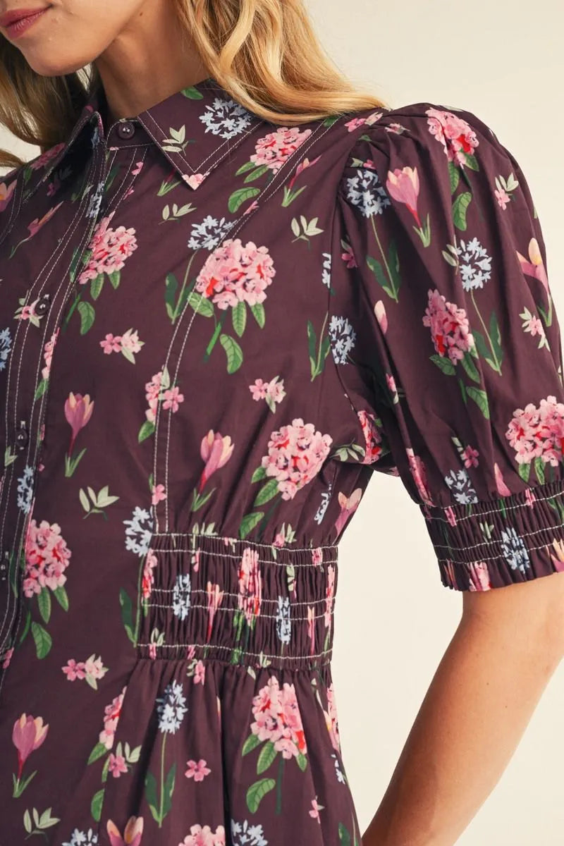 Plum Garden Party Midi Dress