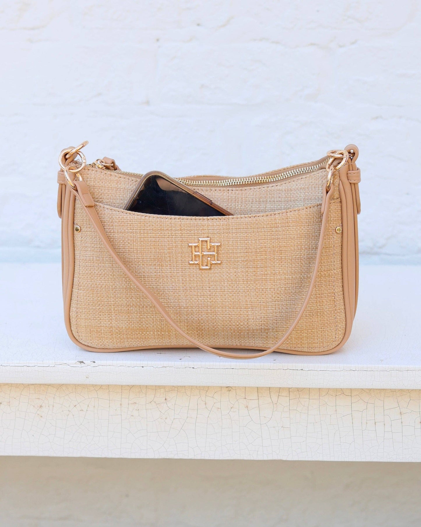 Caroline Hill - Paxton Crossbody with Pockets Natural: Default