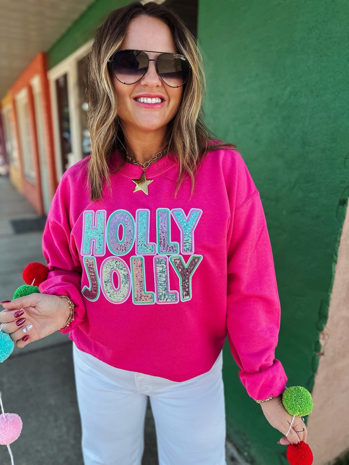 ***PREORDER***Sequin Holly Jolly Sweatshirt