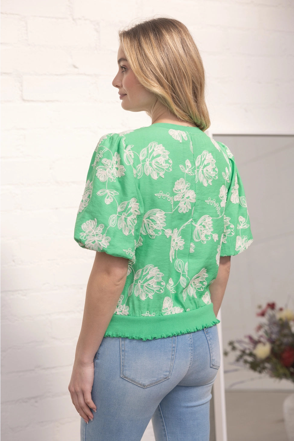 The Emerald Bloom Embroidered Top
