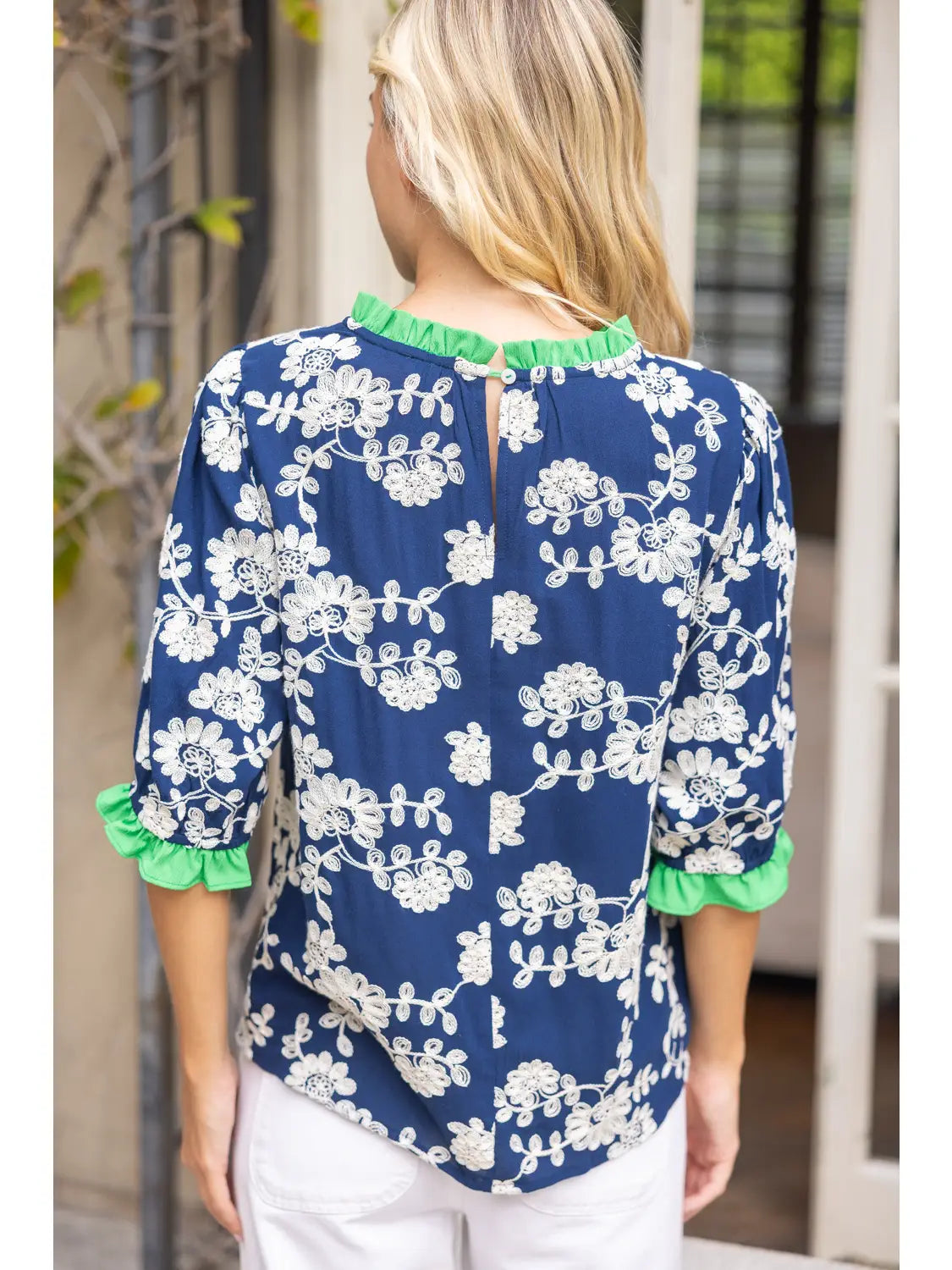 The Midnight Garden Contrast Trim Blouse