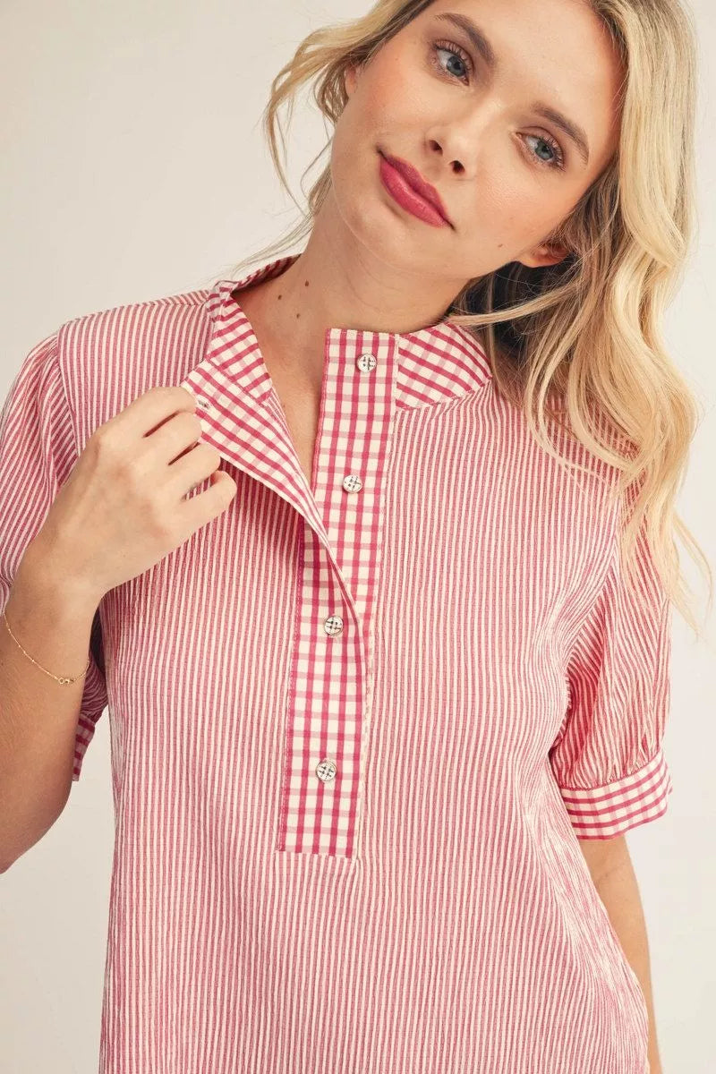 Sweet Stripe Button Blouse