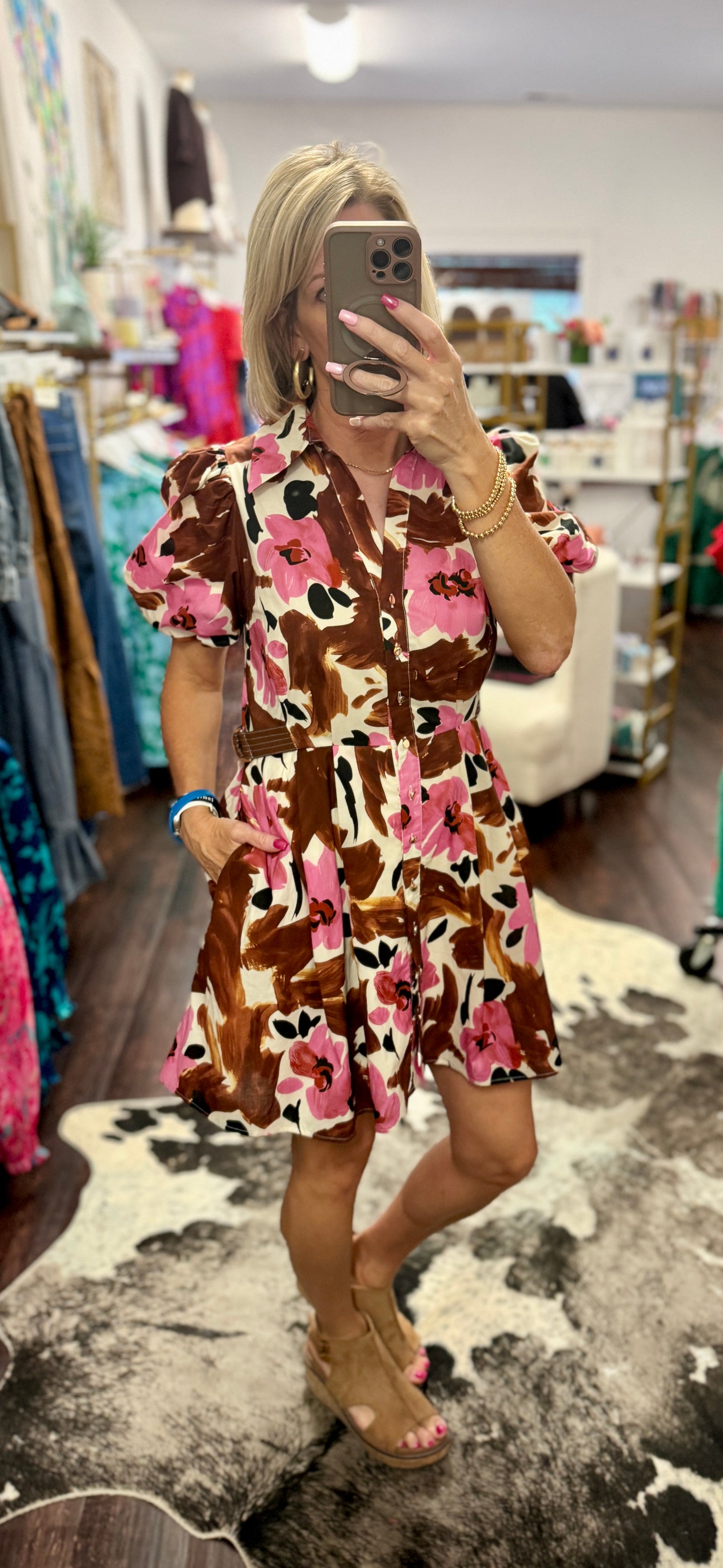 Mocha in Bloom Dress