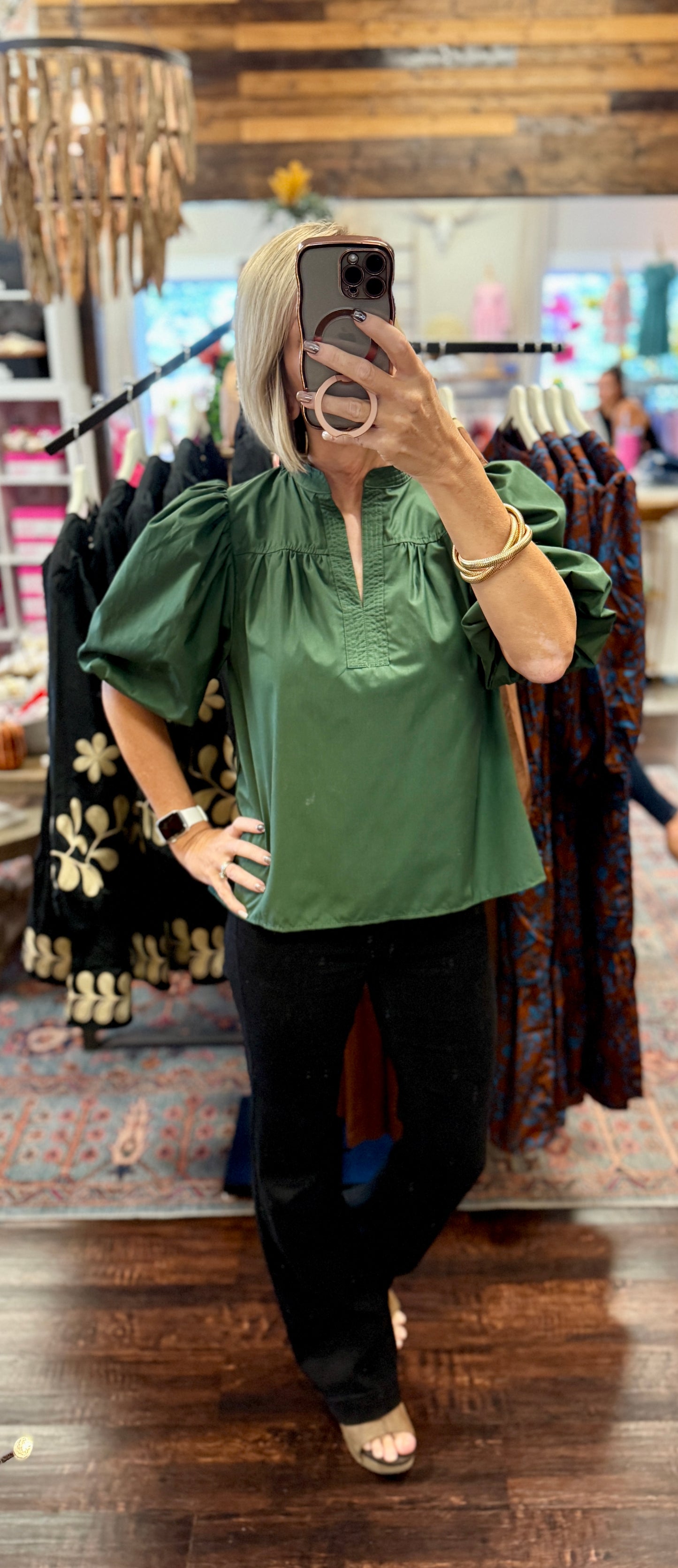 Olive Mandarin Collar