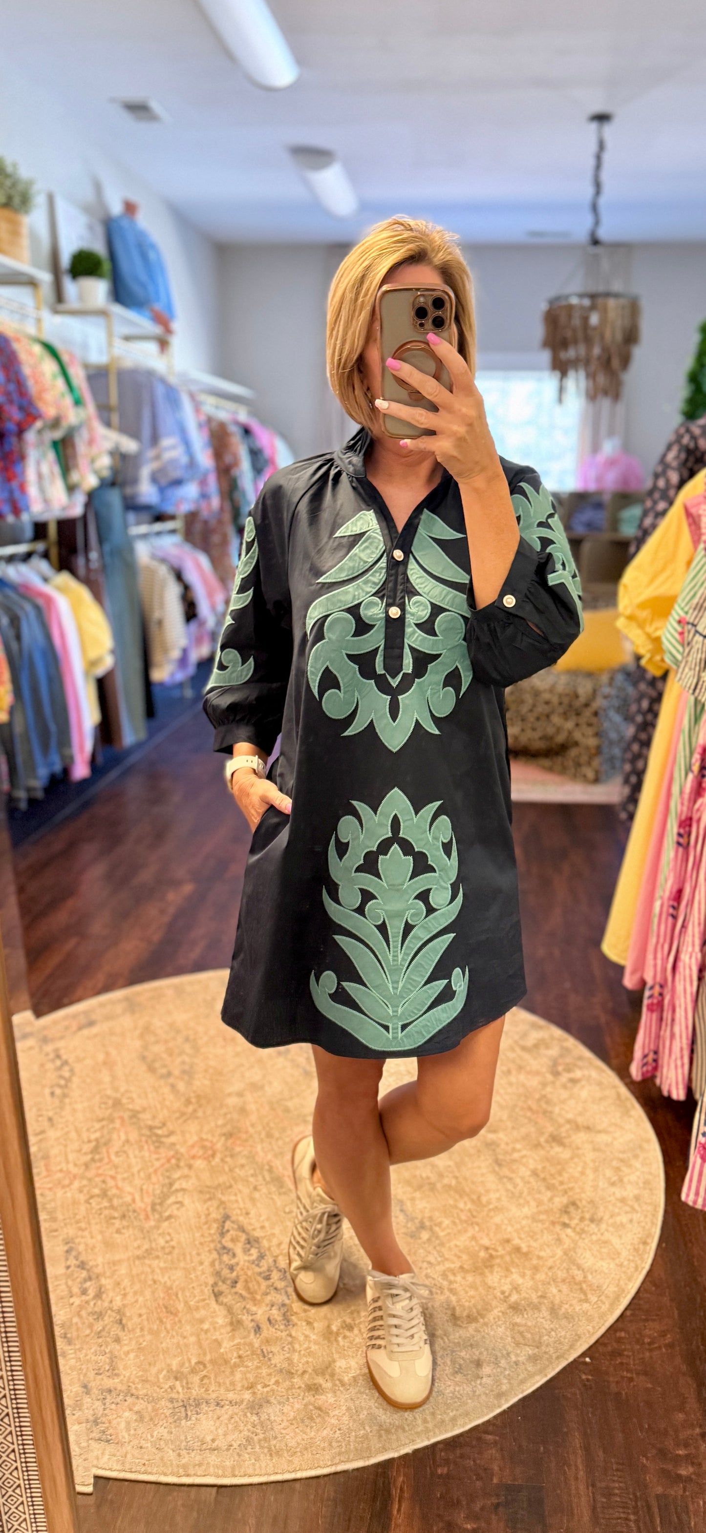 Emerald Elegance Shift Dress