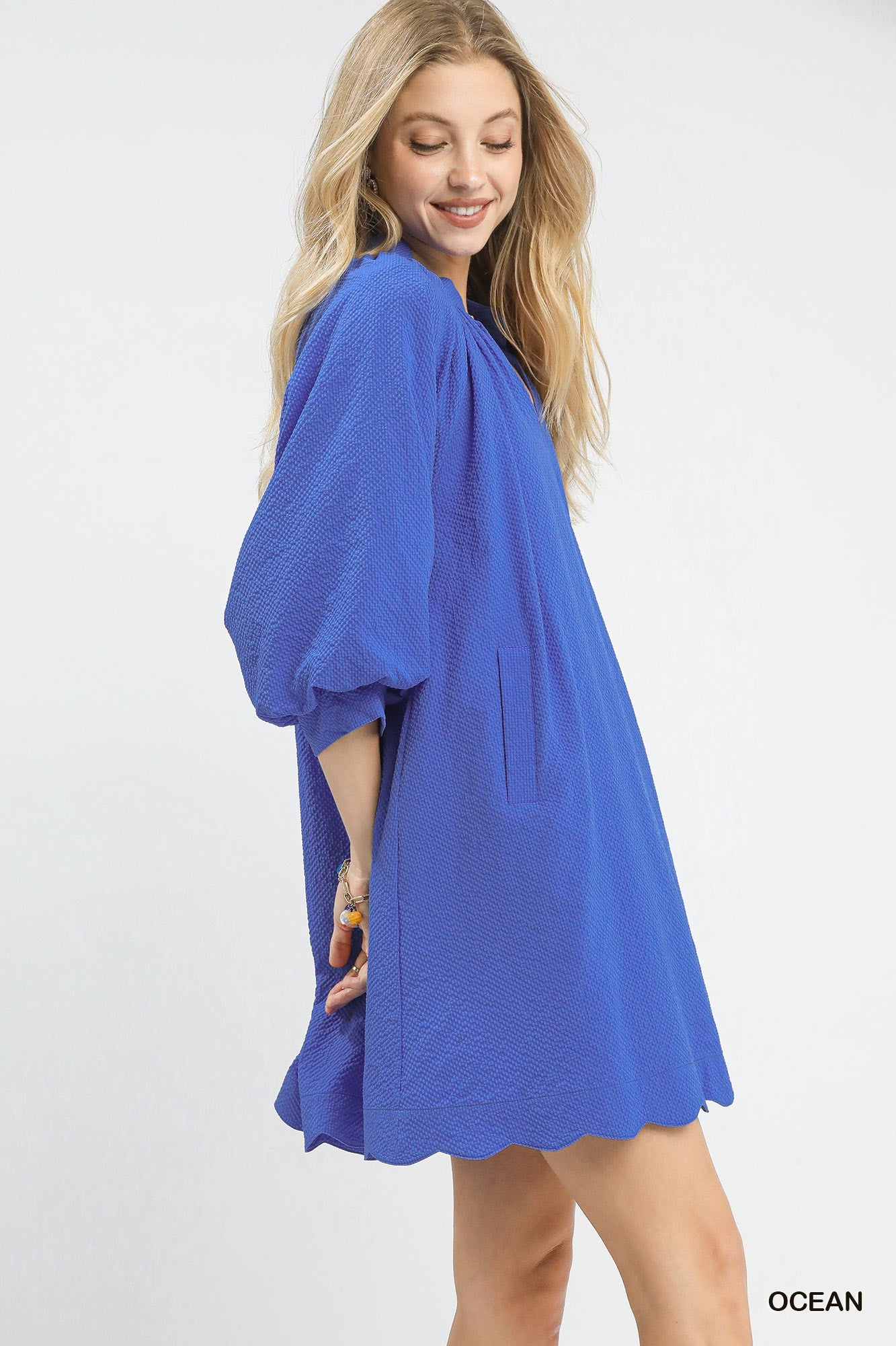 The Ocean Breeze Scallop Hem Dress