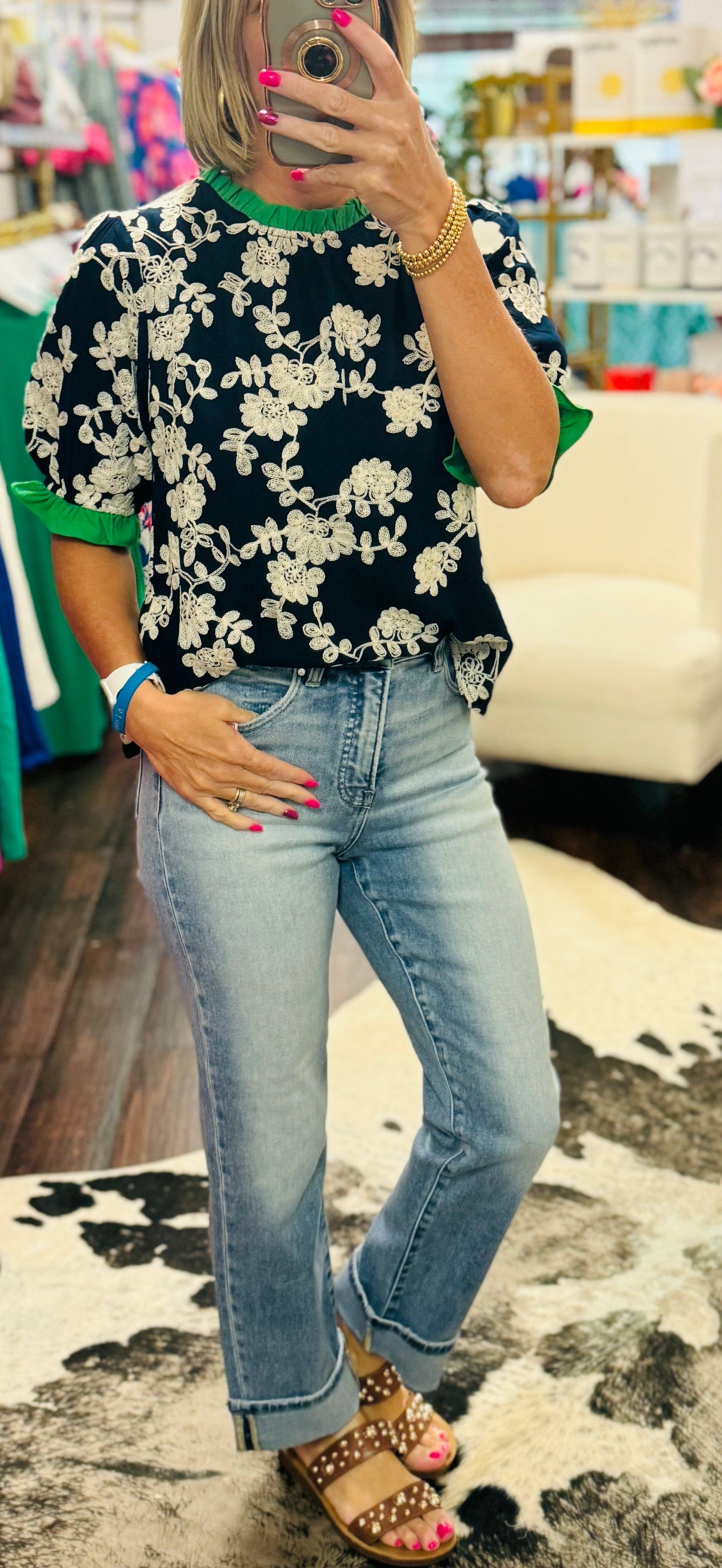 Risen Tummy Control Cuffed Jeans