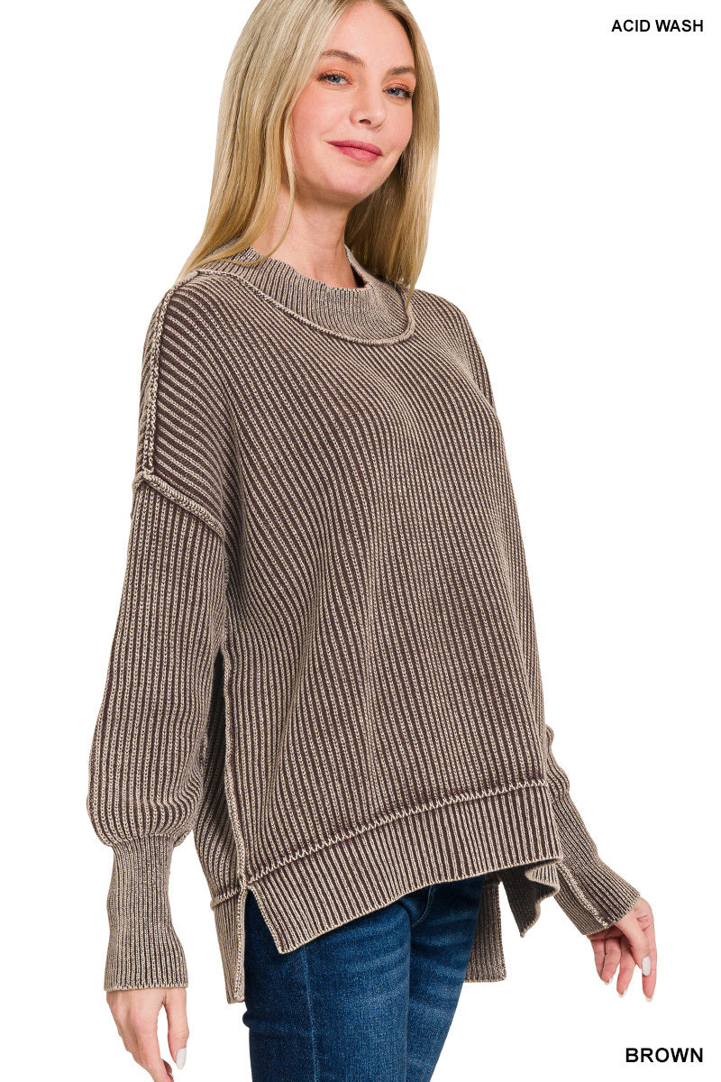 ✨ The Ridgeview Ribbed Acid-Wash Sweater (Multiple Colors)