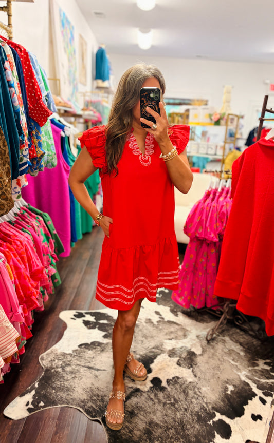 The Scarlet Charm Embroidered Dress
