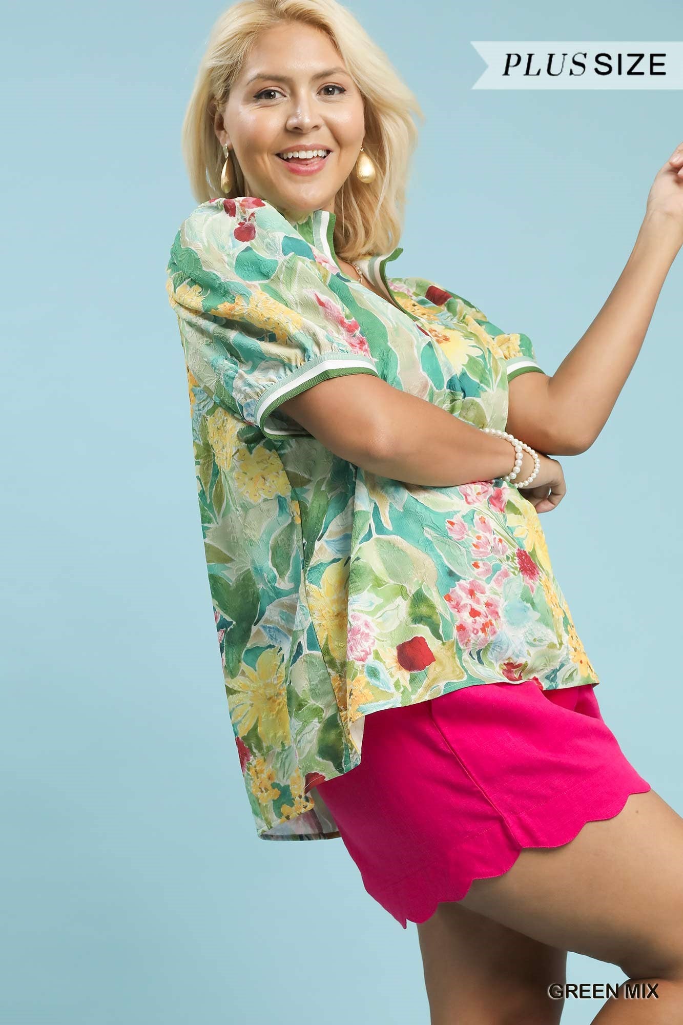 The Garden Puff Sleeve Top - Curvy