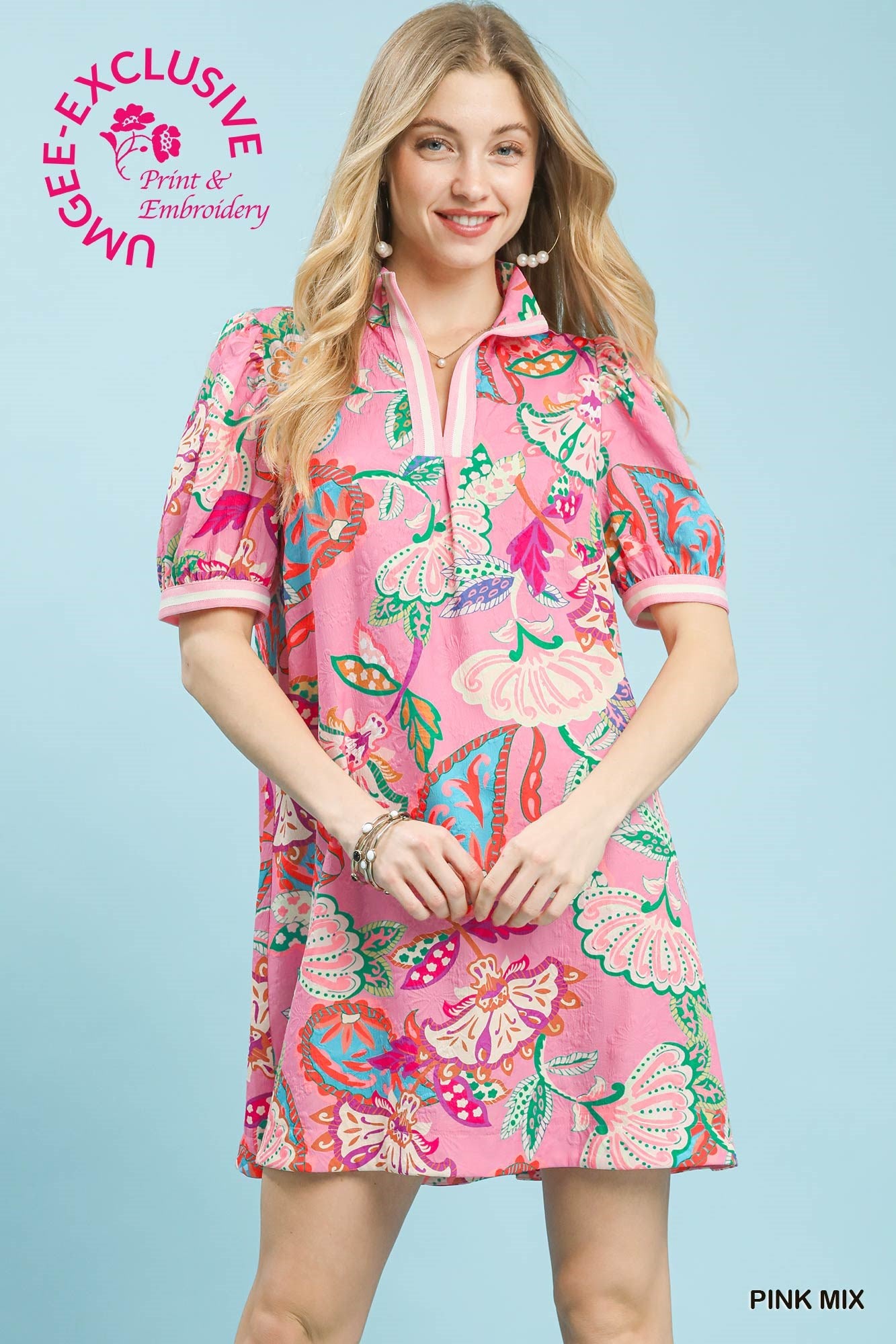 The Jacquard Paisley Puff Sleeve Dress