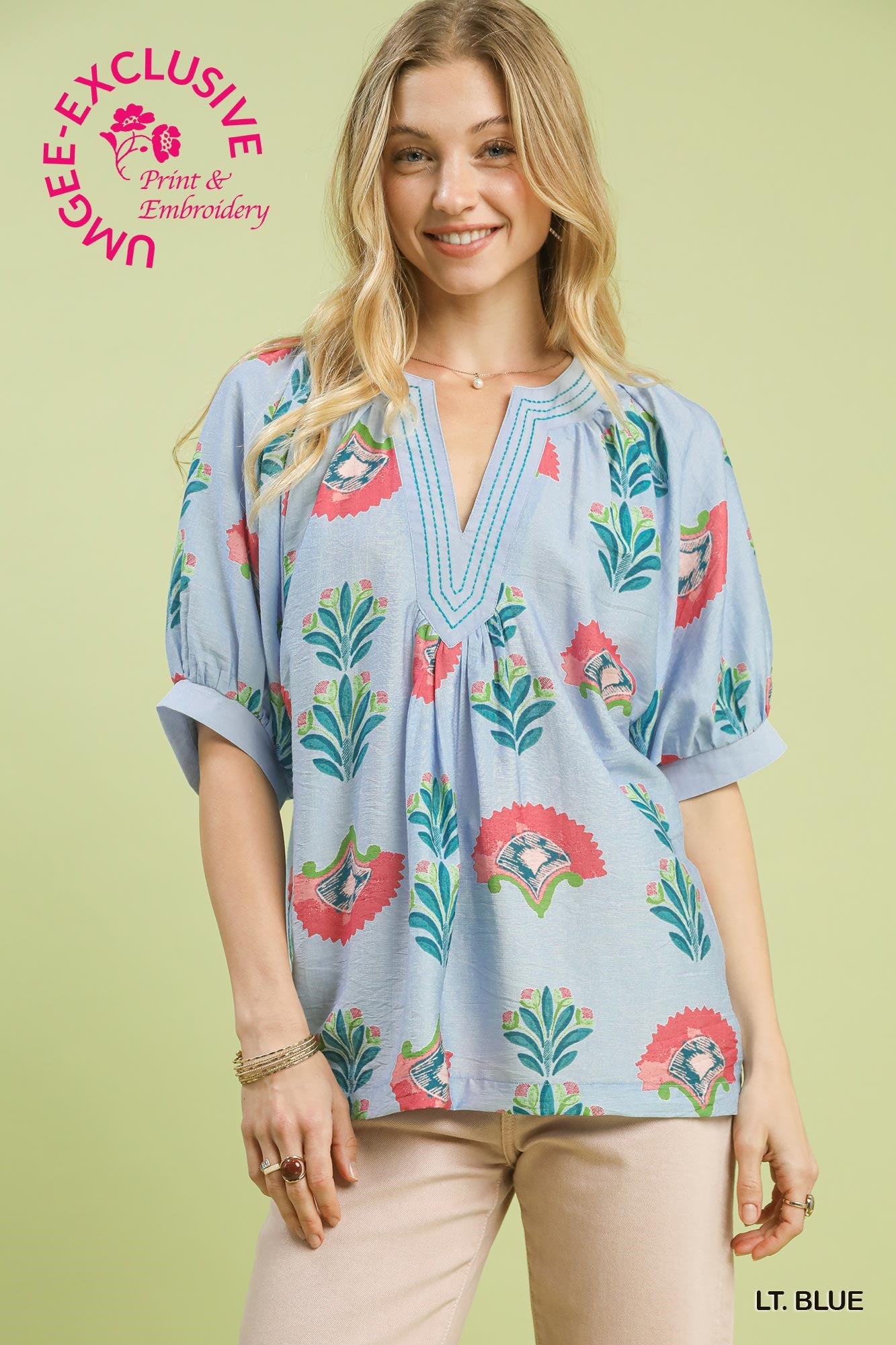 Blue Bell Abstract Print Top