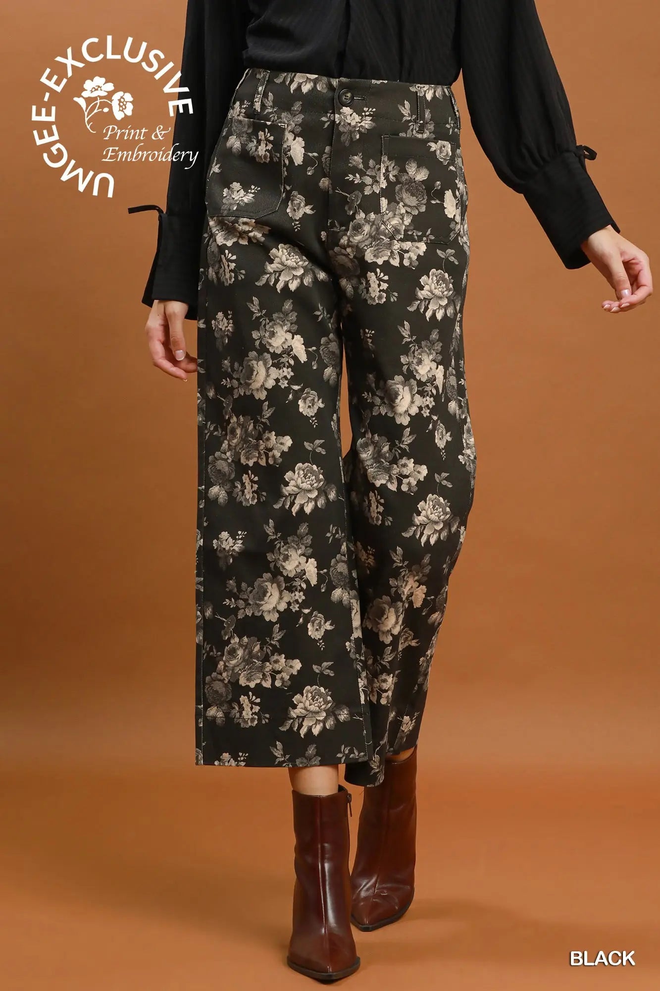 Black Garden Cropped Pants