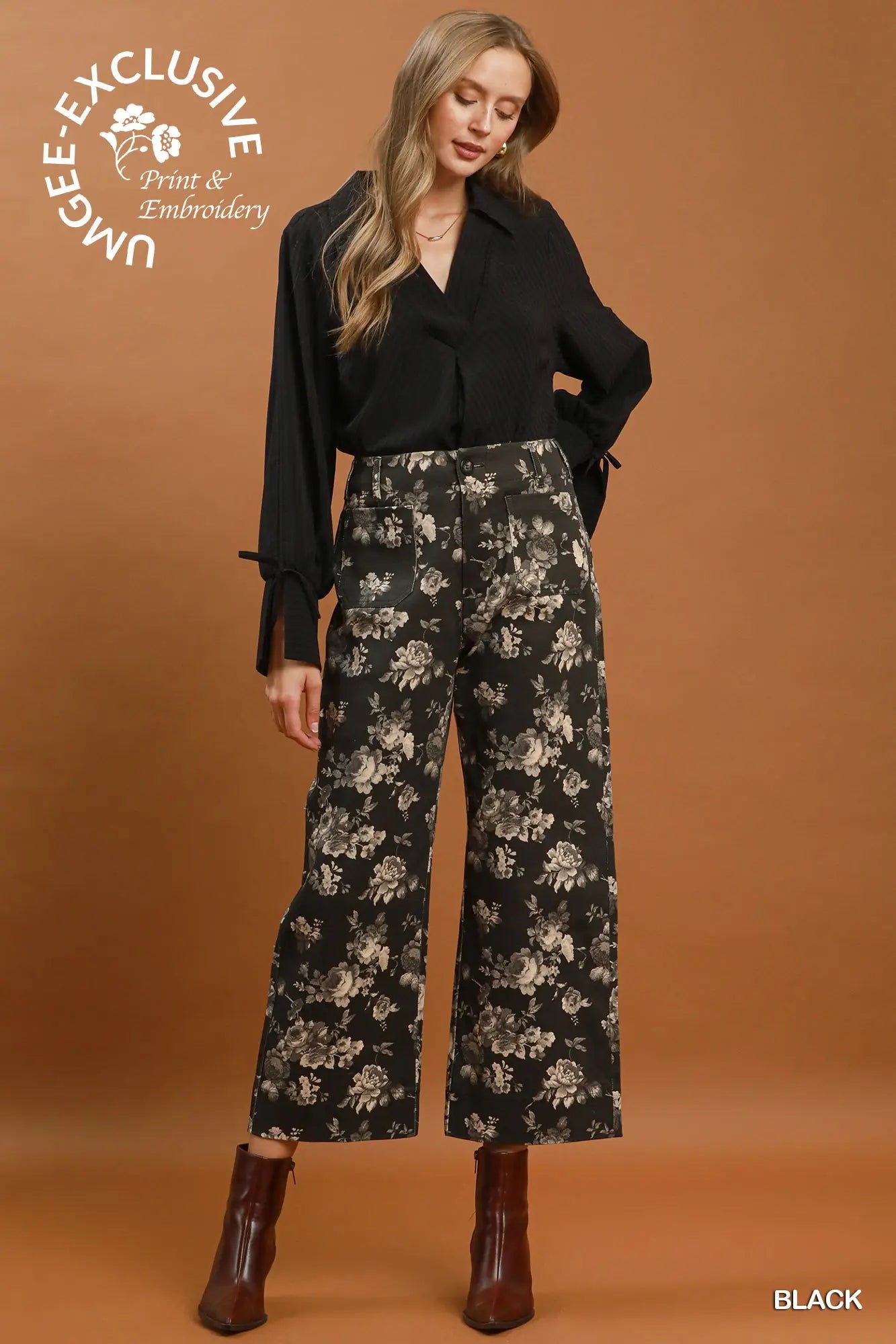 Black Garden Cropped Pants