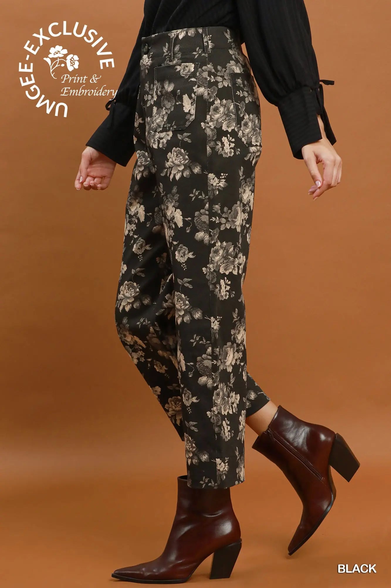 Black Garden Cropped Pants